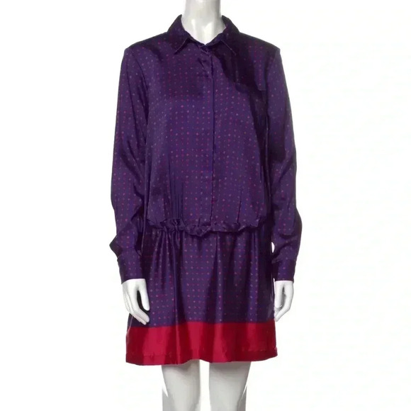 Thakoon Collective Printed Mini Shirt Dress, Cinched Diamond Shirt Dress Size 10 - Picture 1 of 16